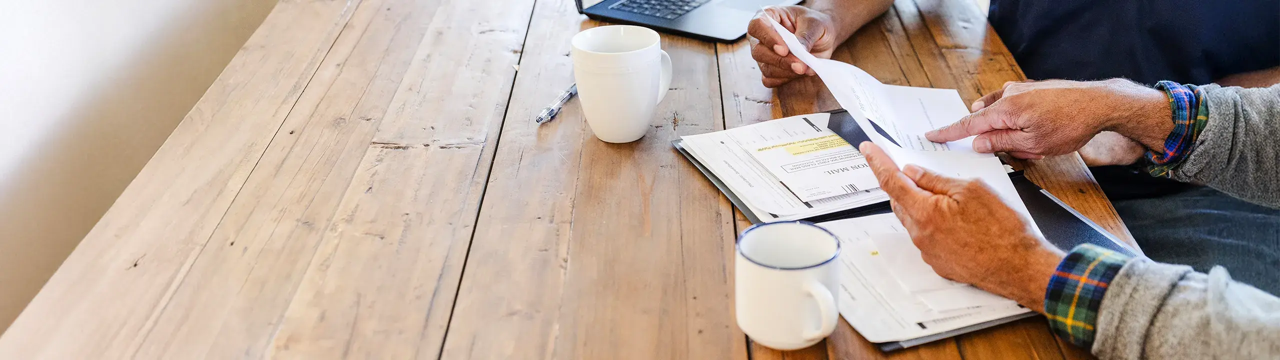 People working at a table.