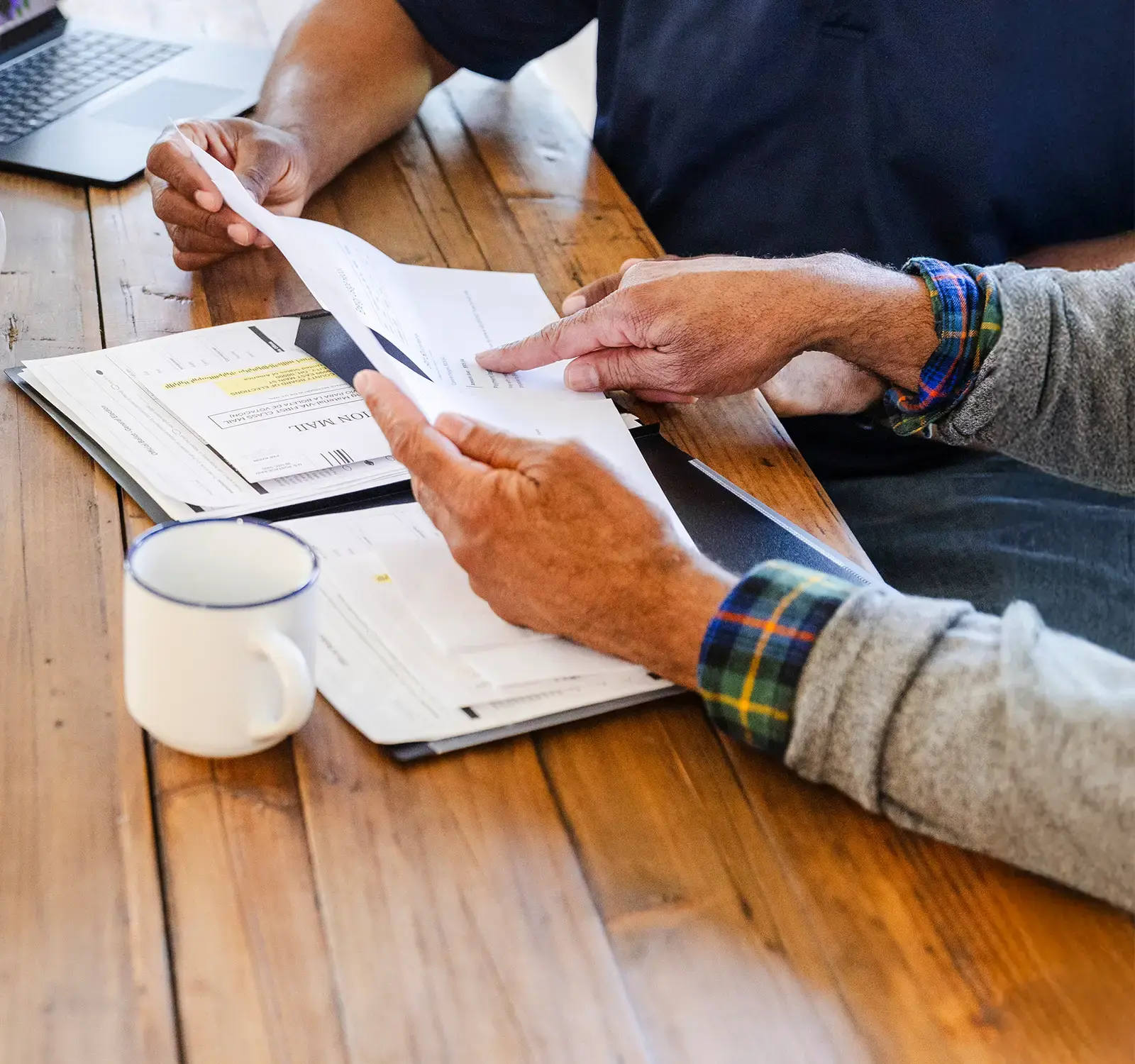 People working at a table.