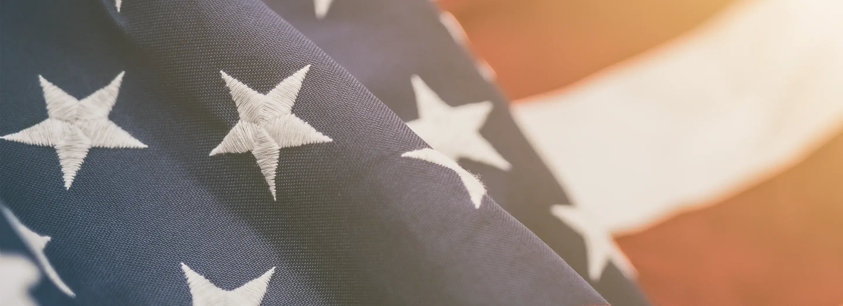 A close up picture of an American Flag.