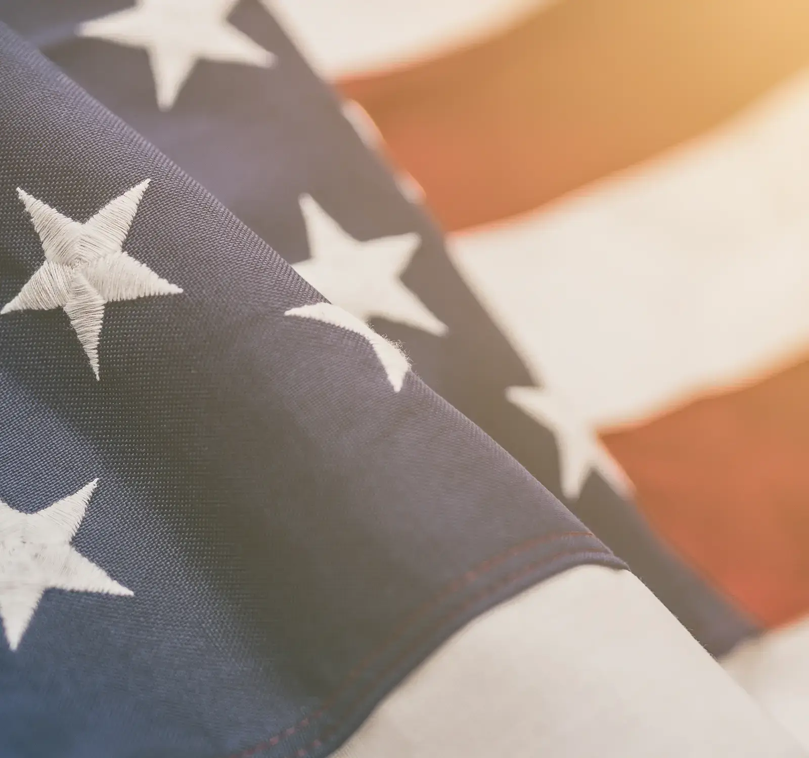 A close up picture of an American Flag.