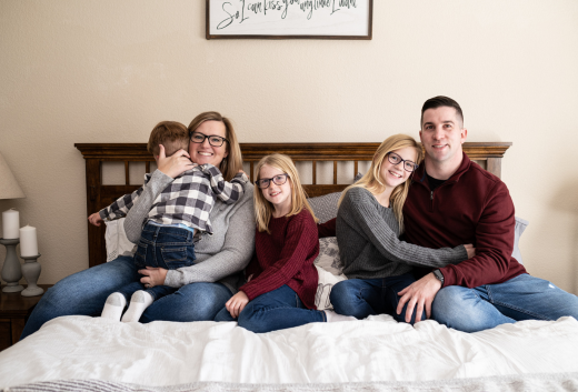 Military family posing for family photo