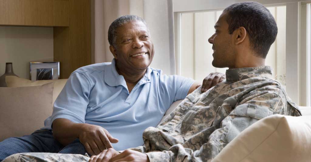 Father and airman talking