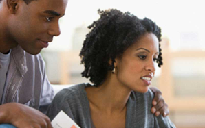 Couple looking at papers